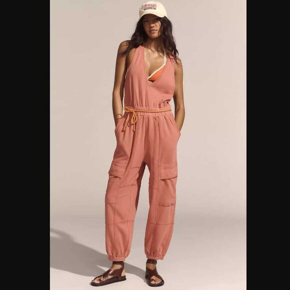 New XL Anthropologie Daily Practice Cloud Rest sleeveless v-neck cargo jumpsuit - Picture 1 of 13